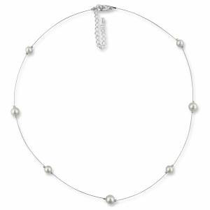 Leichte Perlen Kette, 925 Silber, Kleine Perlen weiß creme, Brautschmuck, Perlenkette, Perlenschmuck, Halskette Perlen Bild 2