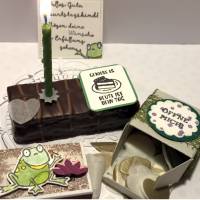 Geburtstagskuchenbausatz 'grün gestreift' mit Konfetti, Kerze + Spitzendeckchen für den Geburtstagskuchen To Go Bild 4