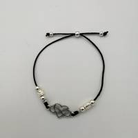 Leder-Perlen-Armband in schwarz silber, mit Herz "Unendliche Liebe", 22 cm variabel anpassbar Bild 2