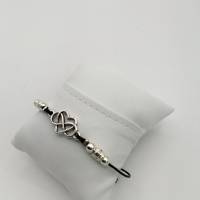 Leder-Perlen-Armband in schwarz silber, mit Herz "Unendliche Liebe", 22 cm variabel anpassbar Bild 4