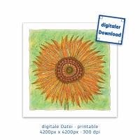 Digitale Datei, Kunst zum Ausdrucken, Bild Sonnenblume, 4200 px x 4200 px, 300 dpi Bild 1