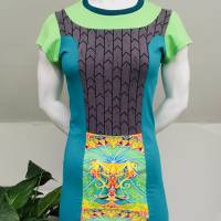 Farbenfrohes Designer Kleid _ Eco Fashion Art Print *Seepferdchen* petrol_100% Biobaumwolle _T- Shirt Kurzarm sportlich Bild 4