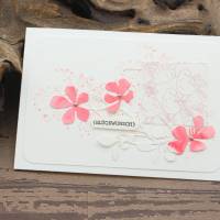 Glückwunschkarte - Geburtstagskarte mit Vogel-Motiv und Aquarellblüten, handgefertigt Bild 1