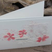 Glückwunschkarte - Geburtstagskarte mit Vogel-Motiv und Aquarellblüten, handgefertigt Bild 4
