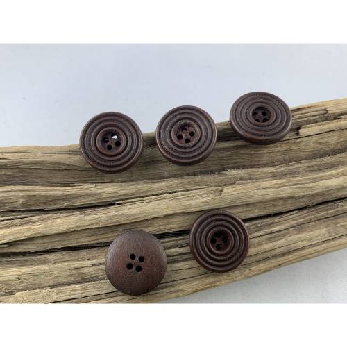 10 Holzknöpfe * 20 mm * dunkelbraune Rillen * Relief * Dunkelbraun * Scrapbooking * Motivknöpfe * Blumenknöpfe * Knöpfe