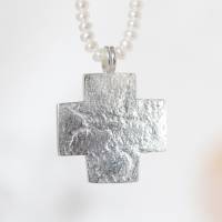 Kreuz Anhänger aus Silber 925, massiv mit Struktur Bild 2