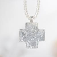 Kreuz Anhänger aus Silber 925, massiv mit Struktur Bild 4