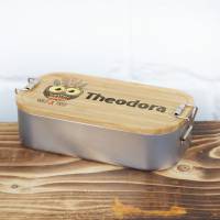 Lunchbox personalisiert, Brotdose für Kinder bedruckt mit Name, Brotbox für Kindergarten, Edelstahldose mit Bambusdeckel Bild 8