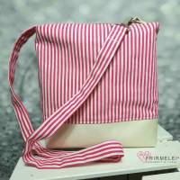 Kleine Umhängetasche mit Streifen in pink und weiß (Schnitt "Hedi" Handmade by Wittsich) Bild 1