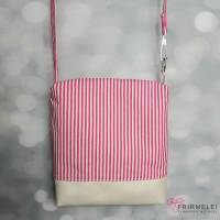 Kleine Umhängetasche mit Streifen in pink und weiß (Schnitt "Hedi" Handmade by Wittsich) Bild 5