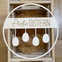 Türkranz "Frohe Ostern" mit hängenden Ostereiern und Gravur aus Holz Bild 1