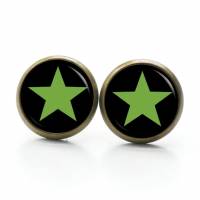 Ohrstecker, Ohrhänger, Clipse Stern Sterne grün schwarz - verschiedene Größen - Edelstahl Bild 3