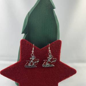 Weihnachtsmann-Ohrringe * kleine Weihnachtsmänner im Schlitten * Weihnachtsohrringe * "X-Mas" * Adventskalenderf Bild 1