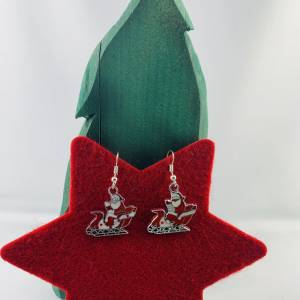 Weihnachtsmann-Ohrringe * kleine Weihnachtsmänner im Schlitten * Weihnachtsohrringe * "X-Mas" * Adventskalenderf Bild 2