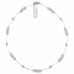 Braut Kette mit Perlen weiß creme, 925 Silber, Swarovski Steine, Schmucketui, Perlenkette Hochzeit, Perlencollier Bild 2
