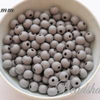 40 Holzperlen 8 mm Perlen Farbe Zinngrau (gefärbt) Bild 1