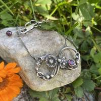 Infinity Srerling Silber Halskette, Rhodolit Granat  Anhänger, 935 Silber Halskette, Valentinstag Schmuck Bild 3