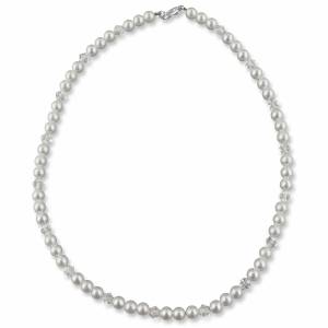 Perlenkette, 925 Silber, Swarovski Strass, Perlen Kette Silber, Perlenschmuck, Moderner Halsschmuck, Braut Schmuck Bild 2