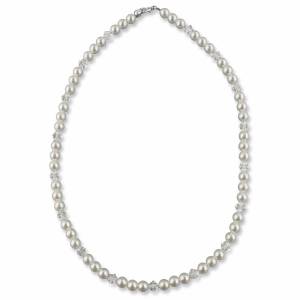 Perlenkette, 925 Silber, Swarovski Strass, Perlen Kette Silber, Perlenschmuck, Moderner Halsschmuck, Braut Schmuck Bild 3