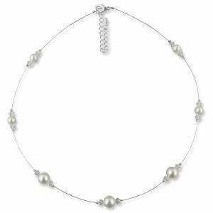 Kette Hochzeit Perlen creme weiß, Swarovski Steine, 925 Silber, Edles Schmucketui, Perlenkette, Halskette mit Perlen Bild 2