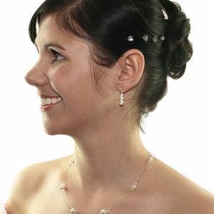 Kette Hochzeit Perlen creme weiß, Swarovski Steine, 925 Silber, Edles Schmucketui, Perlenkette, Halskette mit Perlen Bild 3