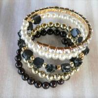 Wickelarmband / Spiralarmband in schwarz/goldfarben/creme Bild 3