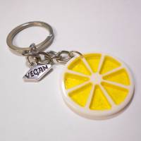 Zitrone Limette Blutorange Scheiben glitzer Resin vegan Schlüsselanhänger Bild 2