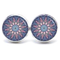 Ohrstecker Ohrhänger Clipse Mosaik Mandala rosa blau - verschiedene Größen - Edelstahl - Geschenkidee Just Trisha Bild 1