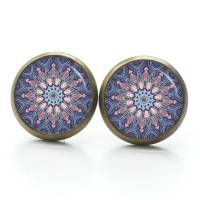 Ohrstecker Ohrhänger Clipse Mosaik Mandala rosa blau - verschiedene Größen - Edelstahl - Geschenkidee Just Trisha Bild 3