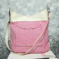 Handtasche im pink-weißen Streifendesign (Schnitt "Tinkerbag" von Unikati) Bild 1