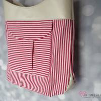 Handtasche im pink-weißen Streifendesign (Schnitt "Tinkerbag" von Unikati) Bild 2