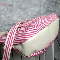 Handtasche im pink-weißen Streifendesign (Schnitt "Tinkerbag" von Unikati) Bild 5