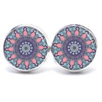 Ohrstecker Ohrhänger Clipse Mosaik Mandala rosa blau - verschiedene Größen - Edelstahl - Geschenkidee Just Trisha Bild 1