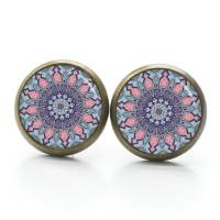 Ohrstecker Ohrhänger Clipse Mosaik Mandala rosa blau - verschiedene Größen - Edelstahl - Geschenkidee Just Trisha Bild 3