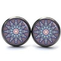 Ohrstecker Ohrhänger Clipse Mosaik Mandala rosa blau - verschiedene Größen - Edelstahl - Geschenkidee Just Trisha Bild 2