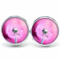 Ohrstecker Ohrringe Clipse Pusteblumen Löwenzahn pink rosa - verschiedene Größen - Edelstahl Bild 1
