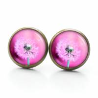 Ohrstecker Ohrringe Clipse Pusteblumen Löwenzahn pink rosa - verschiedene Größen - Edelstahl Bild 3