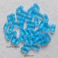 40 Glasperlen rechteckig mit zwei Fädellöchern - Blautöne, Farbauswahl Bild 4