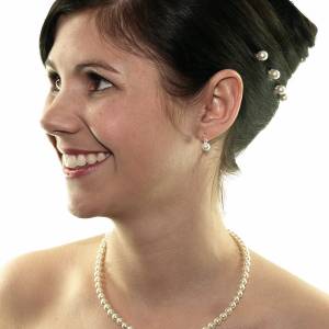 Perlenkette kurz 38cm, Halskette Perlen, Kleine Perlen 6mm, 925 Silber, Moderner Halsschmuck, Perlen Kette Hochzeit Bild 1