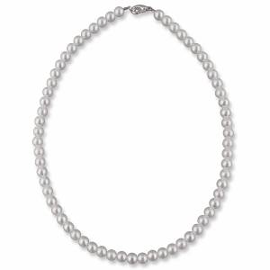 Perlenkette kurz 38cm, Halskette Perlen, Kleine Perlen 6mm, 925 Silber, Moderner Halsschmuck, Perlen Kette Hochzeit Bild 2