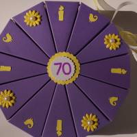 A1 Geldgeschenk, Geschenk zum 70. Geburtstag, Geldgeschenkverpackung,  Geschenkschachtel zum Geburtstag,Geburtstagskind Bild 1