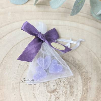 Gastgeschenke mit je 3 Seifenherzen Lavendel-Limone - LILA GiveAway zur Hochzeit