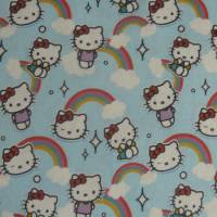 12,60 EUR/m Stoff Baumwolle Hello Kitty / Regenbogen auf hellblau Kinderstoff, Lizenzstoff Bild 1