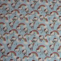 12,60 EUR/m Stoff Baumwolle Hello Kitty / Regenbogen auf hellblau Kinderstoff, Lizenzstoff Bild 3