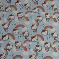 12,60 EUR/m Stoff Baumwolle Hello Kitty / Regenbogen auf hellblau Kinderstoff, Lizenzstoff Bild 4