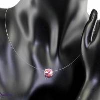 schwebender Stein in light rose - hellrosa, transparente Kette - der Kleine - fliegender Stein zartrosa Bild 1