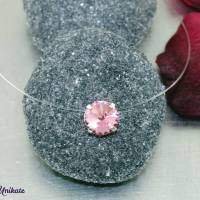 schwebender Stein in light rose - hellrosa, transparente Kette - der Kleine - fliegender Stein zartrosa Bild 2