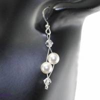 Luftig, filigrane Ohrringe Perlen und Kristalle, Ohrhänger für die Braut * schick Bild 1