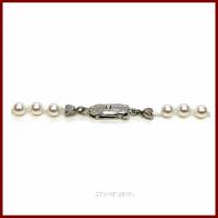 Perlenkette "Solveigh" im Vintage-Look, weiß, geknotet, verlaufend (4-7mm), mit Steckschlösschen. Bild 4