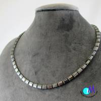 Wechsel-schmuck Magnet Glas-Perlen Collier dunkelgrau-glanz Statement-Kette  ART 4478 Bild 2